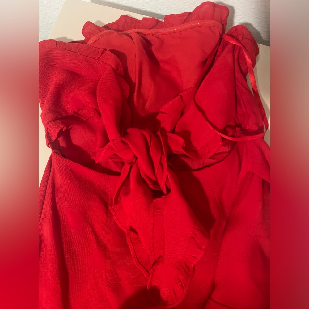 Red Ruffle Mini Dress - Picture 4 of 5